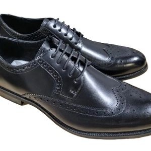 STACY ADAMS Men's Garrison Perforated Wingtip Oxford Black Size 9 Lace Up